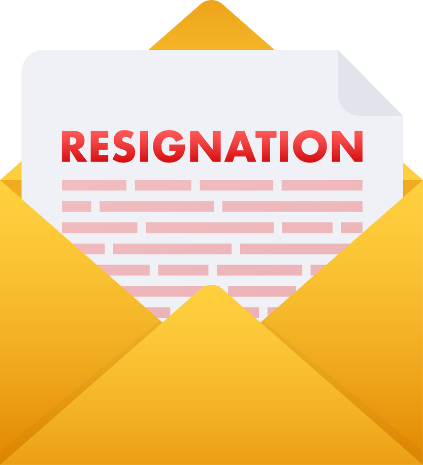letter of resignation paper document, file. Vector stock illustration.